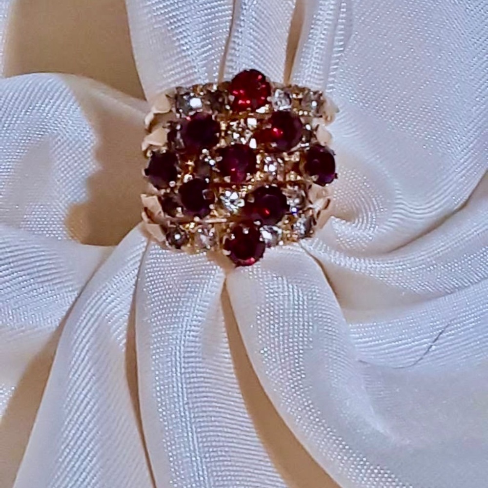 SOLD   HP! Rare Antique Harem Ring 14K Yellow Gold Garnet & Sapphire 5 Band - Picture 10 of 12